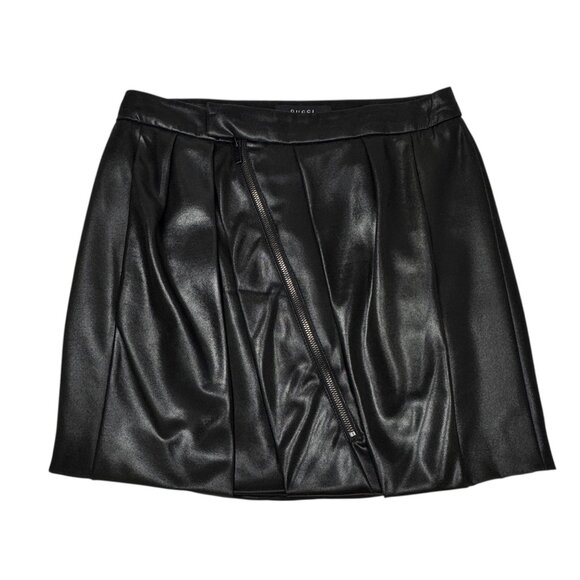 Gucci Black Mini Skirt SZ 6 Black Silk Blend Zipper Contemporary Designer - Picture 11 of 11